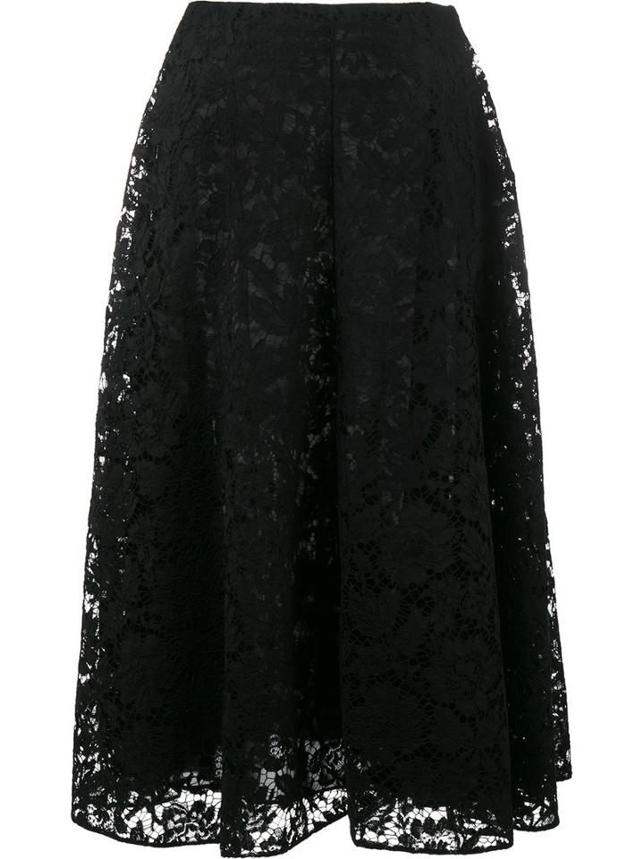 Valentino Heavy Lace Skirt, Women's, Size: 38, Black, Cotton/viscose/polyamide/silk