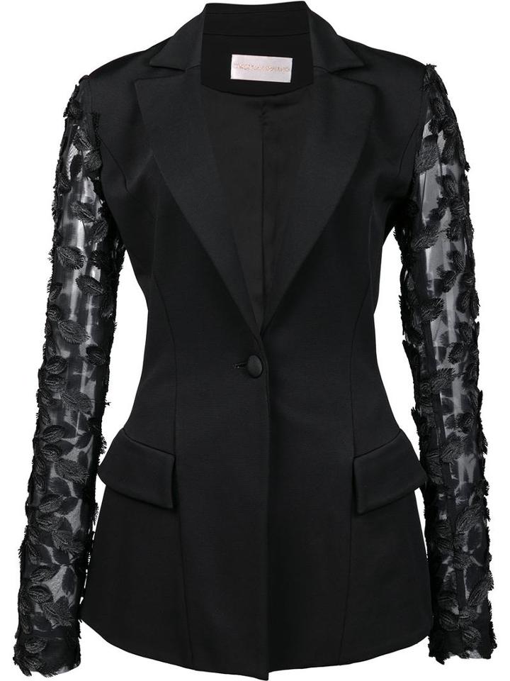Christian Siriano Fitted Jacket, Women's, Size: 2, Black, Viscose Crepe
