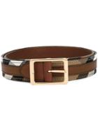 Burberry Checked Belt, Women's, Size: 85, Brown, Calf Leather