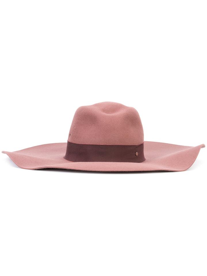 Maison Michel Wide Brim Hat, Women's, Size: Large, Pink/purple, Wool Felt