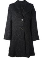 Agnona Flared Buttoned Coat, Women's, Size: Medium, Black, Cotton/cupro/mohair/polyimide