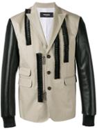 Dsquared2 Leather Ruffle Blazer, Men's, Size: 52, Nude/neutrals, Cotton/polyester/resin