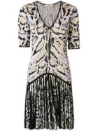 Roberto Cavalli Animal Pattern Gathered Dress - White