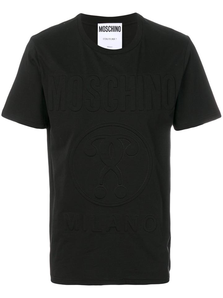 Moschino Logo Printed Layered Neckline T-shirt - Black