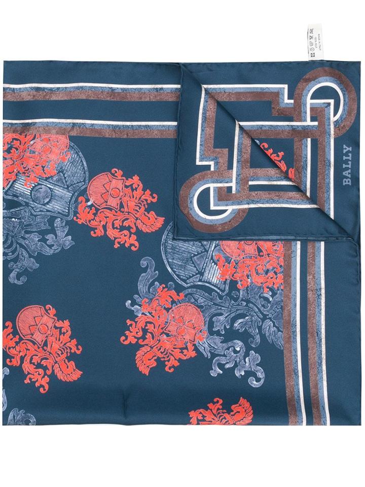 Bally Crest Print Scarf - Blue
