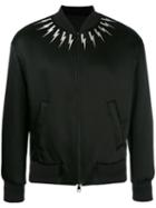 Neil Barrett Lightning Bolt Bomber Jacket, Men's, Size: Small, Black, Polyamide/acetate/viscose/spandex/elastane