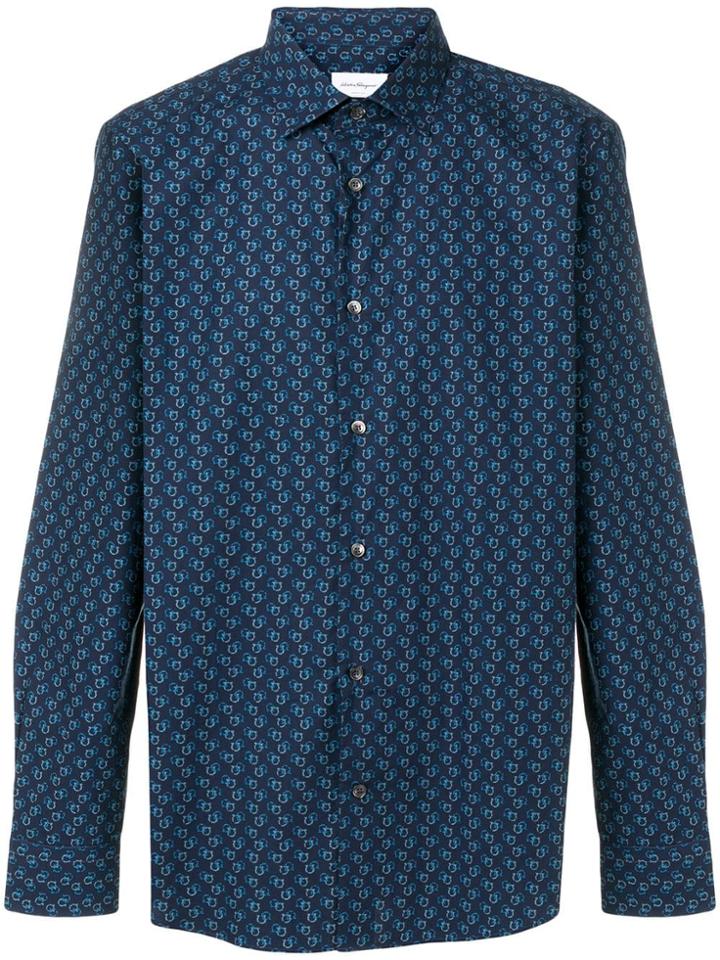 Salvatore Ferragamo Gancini Embroidered Shirt - Blue