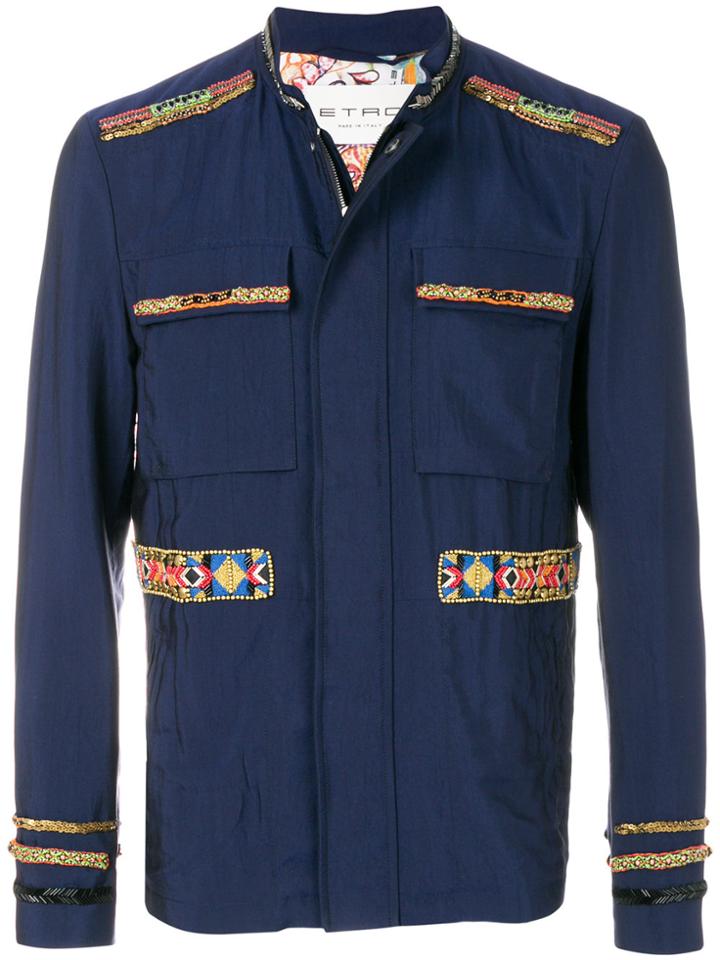 Etro Sarajana Embellished Jacket - Blue