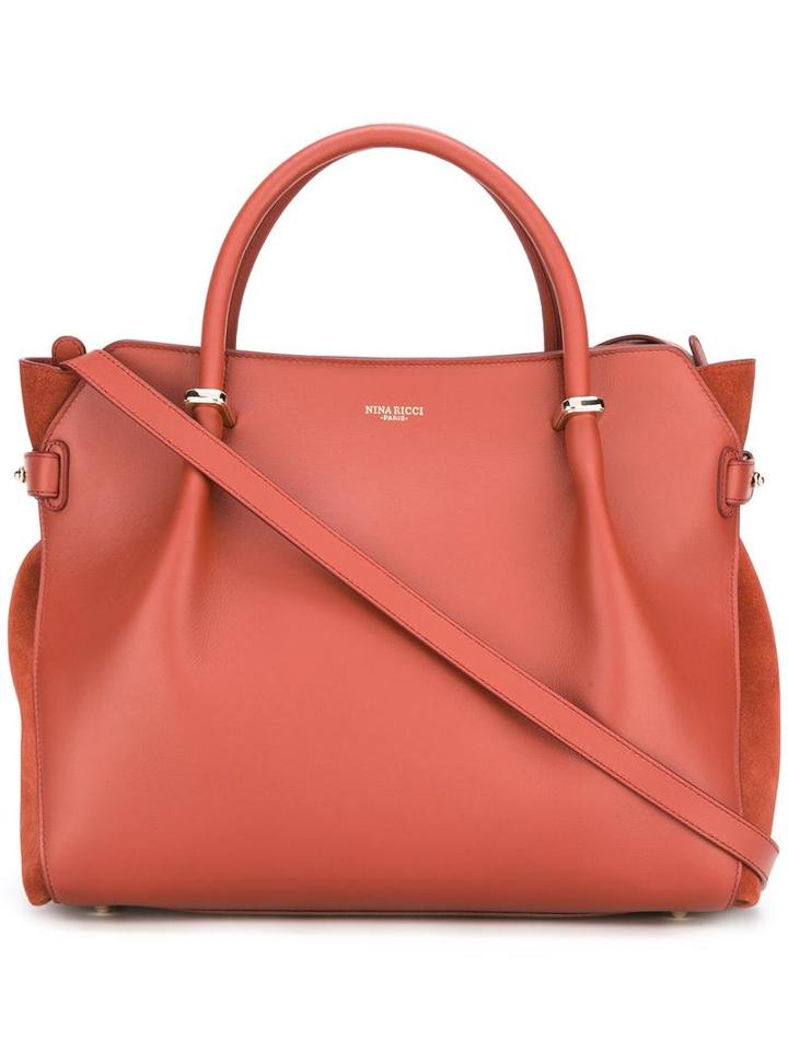 Nina Ricci Logo Stamp Tote, Yellow/orange, Leather
