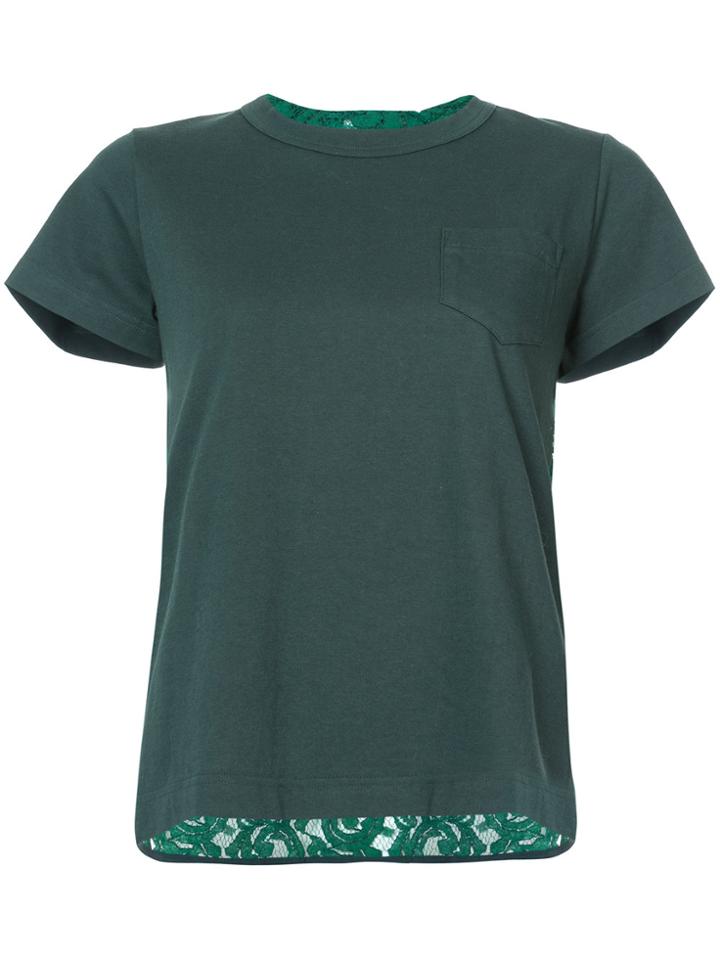 Sacai Rear Lace Panel T-shirt - Green