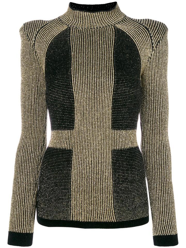 Balmain Metallic Ribbed Jumper - Black