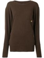 Chanel Pre-owned 1980's Buttoned Shoulder Slouchy Jumper - Brown