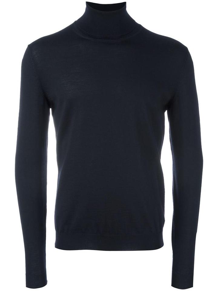 Boss Hugo Boss Turtleneck Jumper, Men's, Size: Large, Blue, Virgin Wool