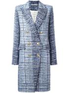 Pierre Balmain Tweed Coat, Women's, Size: 38, Blue, Cotton/polyamide/viscose/viscose