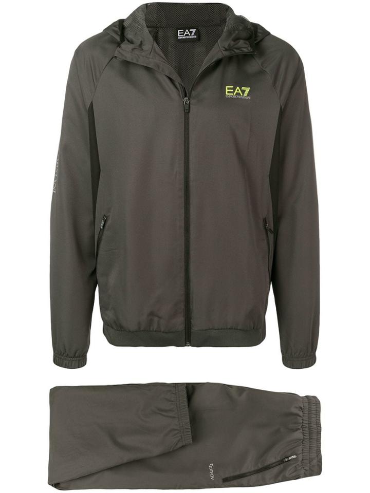 Ea7 Emporio Armani Logo Print Tracksuit - Grey