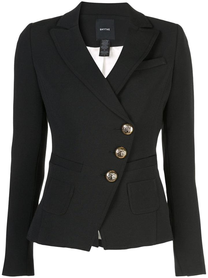 Smythe Diagonal Button Blazer - Black