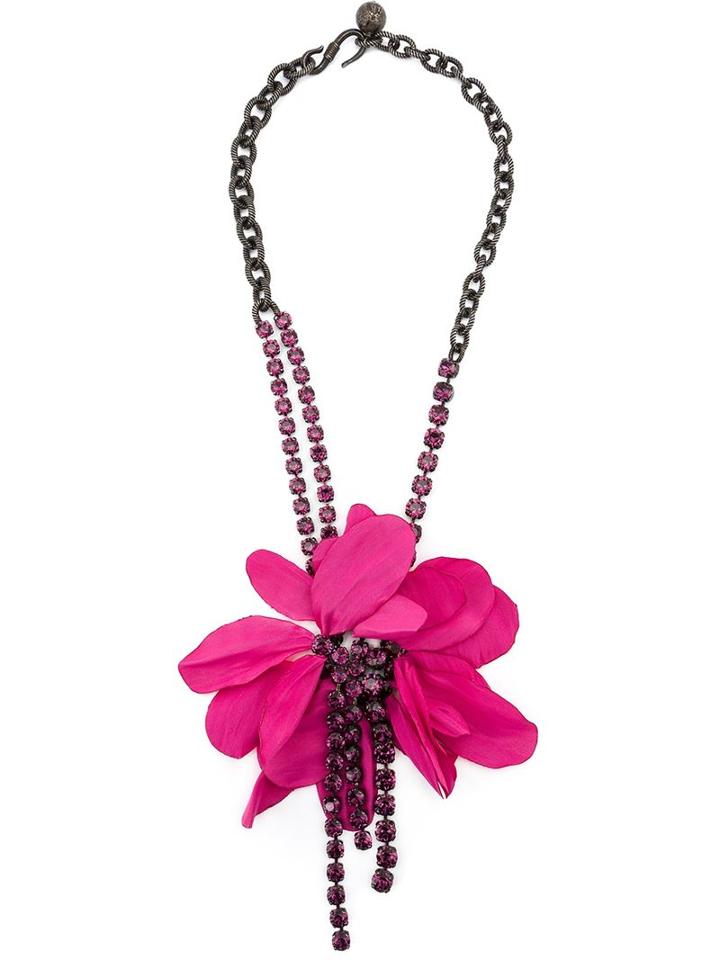 Lanvin Floral Pendant Necklace, Women's, Pink/purple