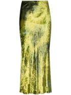 Collina Strada Velvet Tie-dye Midi Skirt - Green