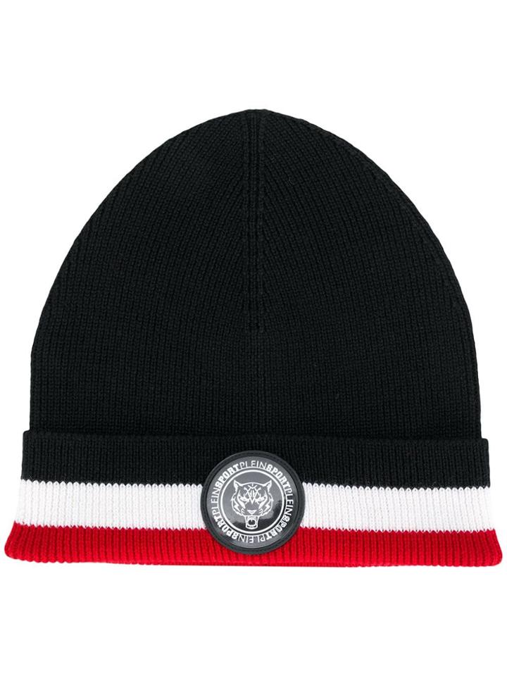 Plein Sport Tricolour Trim Beanie - Black