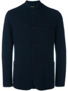 Giorgio Armani Buttoned Jacket, Men's, Size: 54, Blue, Wool/viscose/polyamide/spandex/elastane