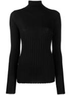 Nude Roll Neck Knitted Top - Black