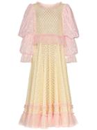 Victor & Rolf Pouf Sleeve Lace Maxi Dress - Orange
