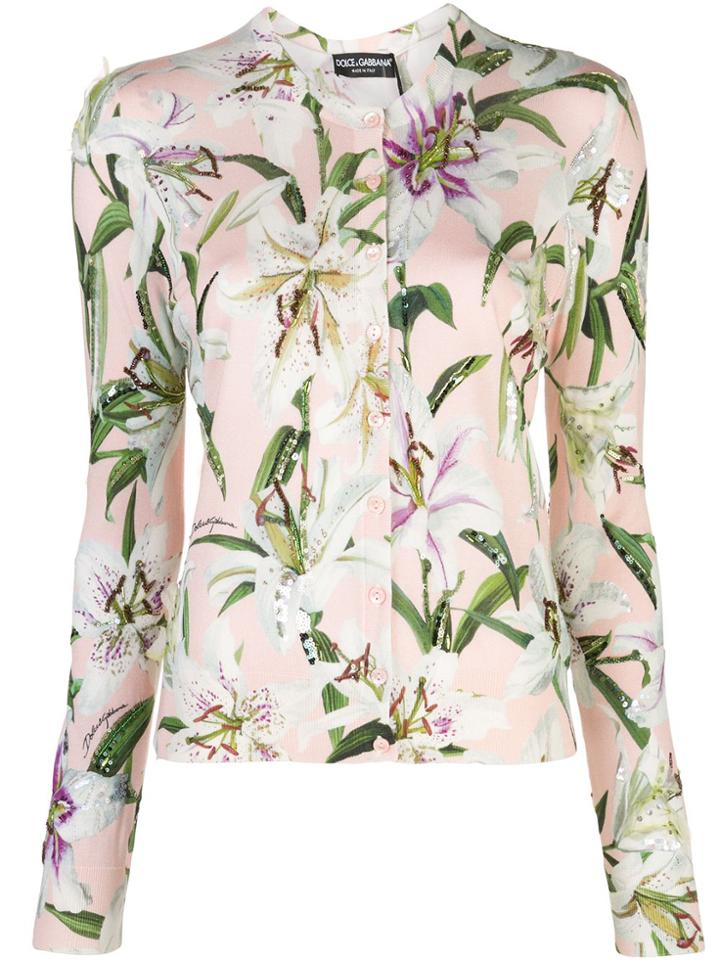 Dolce & Gabbana Lily Print Cardigan - Pink
