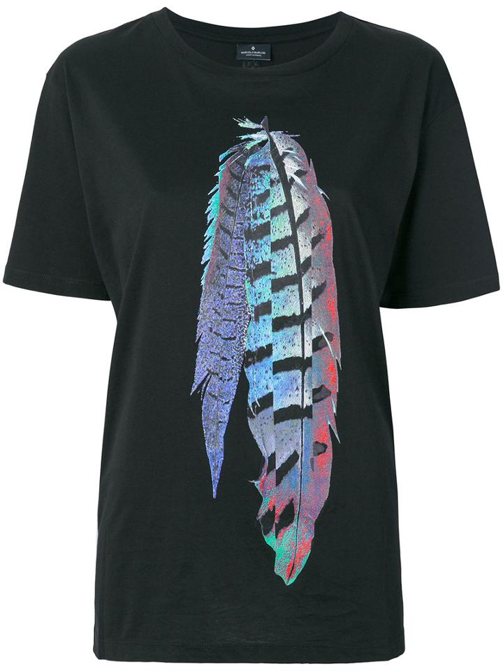 Marcelo Burlon County Of Milan - Feather Print T-shirt - Women - Cotton/polyester - Xs, Black, Cotton/polyester