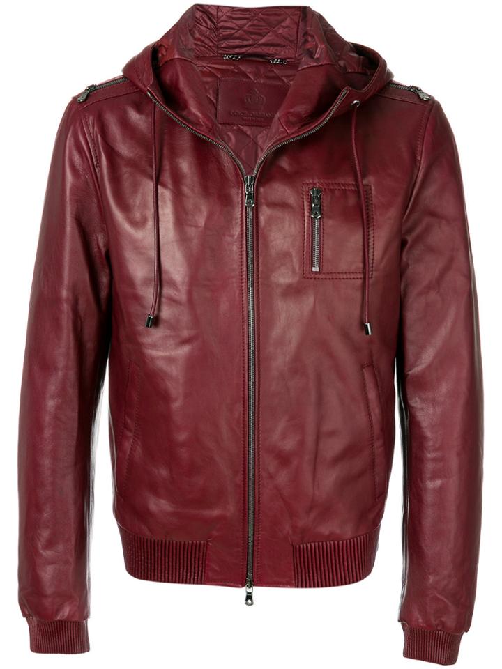 Dolce & Gabbana Hooded Bomber Jacket - Red
