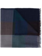 Paul Smith - Checked Scarf - Men - Lambs Wool - One Size, Blue, Lambs Wool
