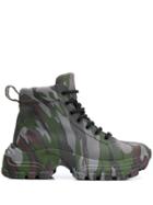 Miu Miu Camouflage-print Army Boots - Grey