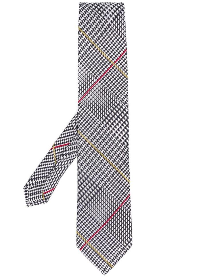 Etro Houndstooth Formal Silk Tie - Black
