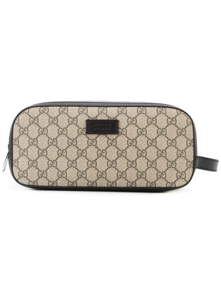 Gucci Gg Supreme Toiletry Case - Brown