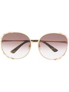 Gucci Eyewear Striped Detail Sunglasses - Gold