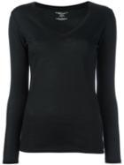 Majestic Filatures V-neck Longsleeved Blouse, Women's, Size: 3, Black, Silk