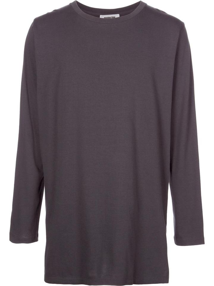 Monkey Time Slit Hem Longsleeved T-shirt, Men's, Size: Small, Grey, Cotton