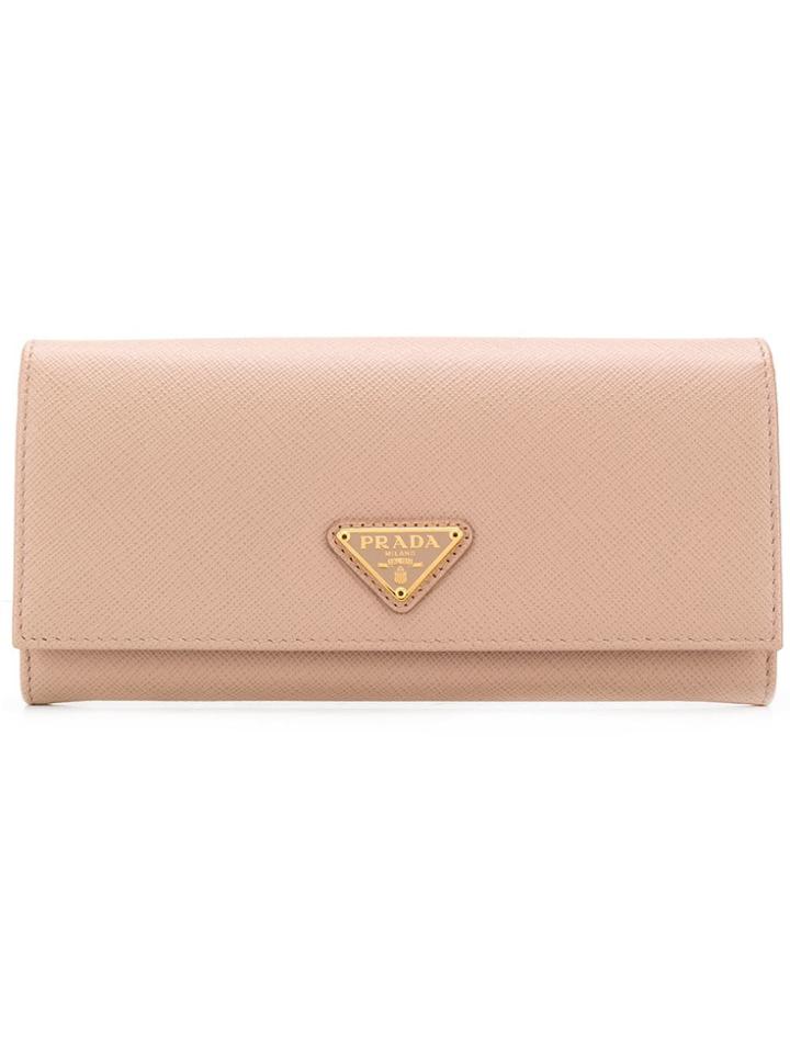 Prada Saffiano Continental Wallet - Neutrals