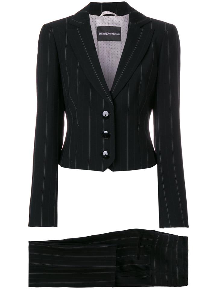 Giorgio Armani Vintage Pinstripe Two Piece Suit - Black