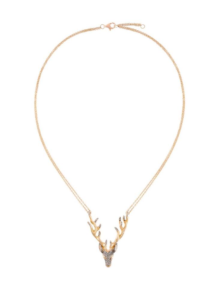 Christina Debs Deer Pendant Necklace, Women's, Metallic