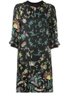 Antonio Marras Floral Print Shift Dress, Women's, Size: 44, Black, Viscose/silk/acetate/polyester
