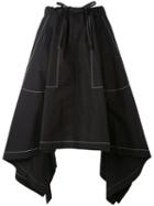 J.w.anderson - Drawstring Asymmetric Pointy Skirt - Women - Cotton - 6, Black, Cotton