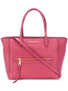 Miu Miu Logo Plaque Tote Bag - Pink & Purple
