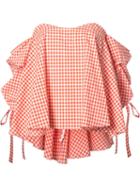 Caroline Constas Checked Blouse, Women's, Size: Large, Red, Cotton