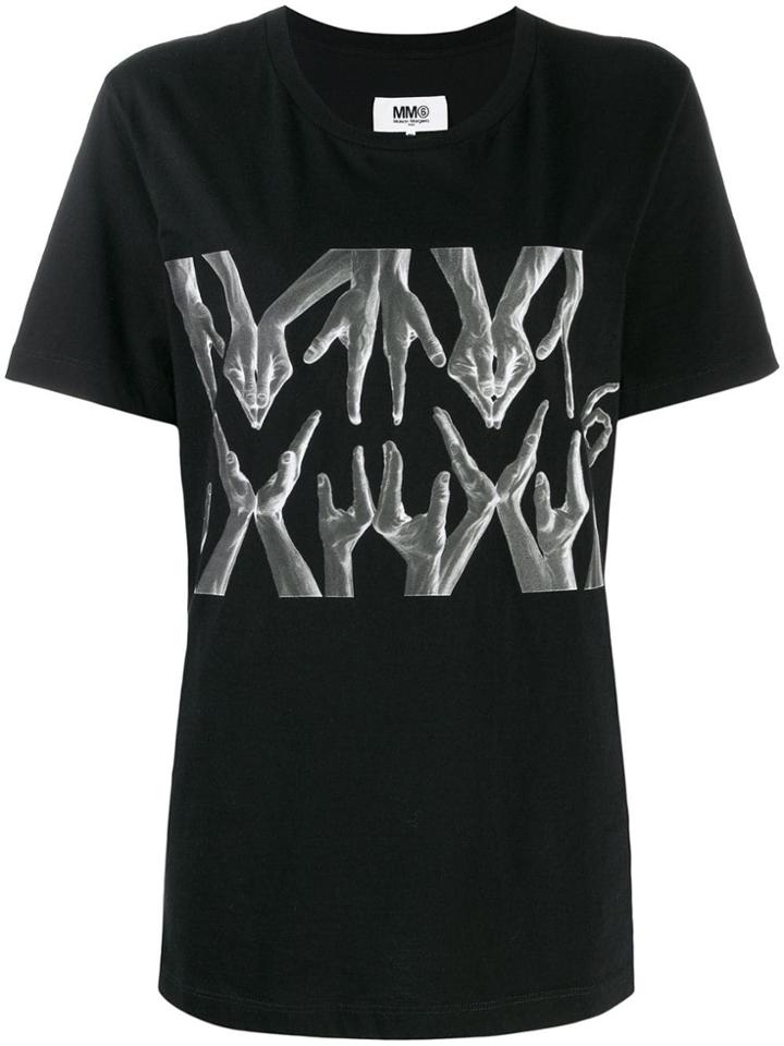 Mm6 Maison Margiela Logo Hand Print T-shirt - Black