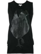Io Ivana Omazic - Cockerel Print Tank - Women - Cotton/spandex/elastane - M, Black, Cotton/spandex/elastane