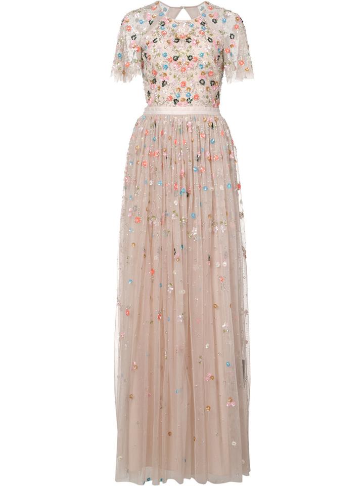 Needle & Thread Embellished Shift Dress, Women's, Size: 2, Nude/neutrals, Nylon/polyester