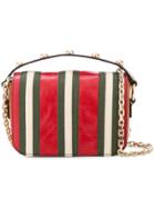 Red Valentino Striped Chain Shoulder Bag - Brown
