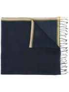 Paul Smith Fringed Edge Scarf, Men's, Blue, Cotton/linen/flax