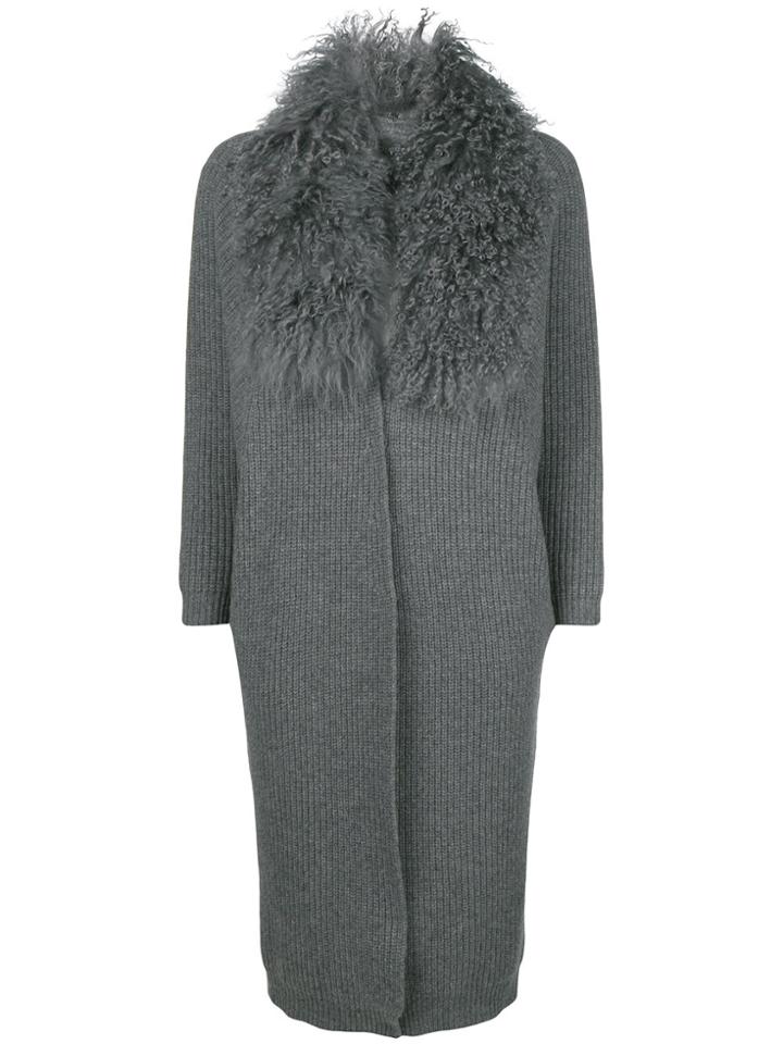 Philo-sofie Fluffy Collar Cardi-coat - Grey