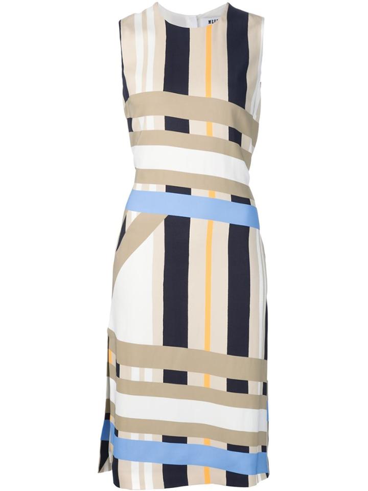 Msgm Striped Sleeveless Dress - Nude & Neutrals